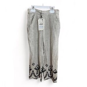 ZARA Girls Beige Striped Pants 8Y